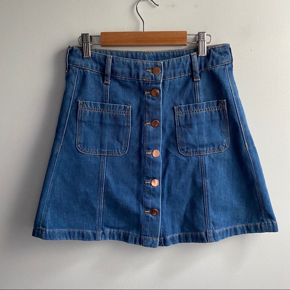 H&M button front denim retro mini skirt - Picture 2 of 6